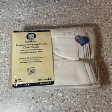 Gerber Cloth Diapers Premium Heavyweight Gauze Prefolded 3 Ply Center Panel 6 Pc