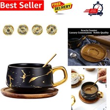 1 Pcs Tea Cup and Saucer Set, Porcelain Espresso Coffee Cup with Saucer and S...