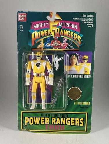 VTG 1994 Mighty Morphin Power Rangers Auto Morphin Yellow Ranger Action Figure