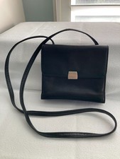Crossbody Compact Black Faux Leather Handbag Purse Shoulder Bag Expandable
