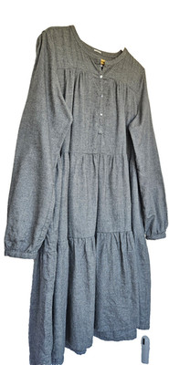 Robert Friedman Baumwollflanell Stufenkleid Elvira in grau, Größe XXL