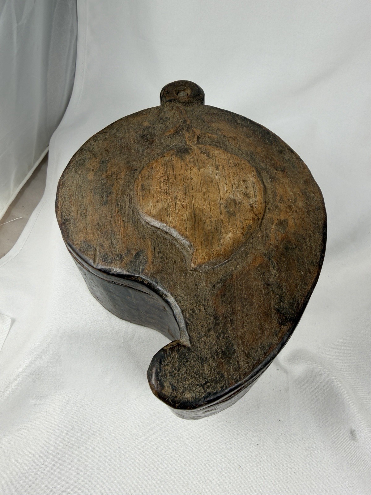 Antique Victorian Indian Spice Wooden Box Primitive Swivel Top