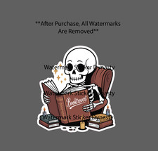Booktrovert Sticker Waterproof Decal Skeleton Books Reading Novel Gift NEW
