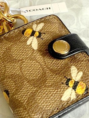 Coach Signature Bee Picture Photo Frame Key Chain Bag Purse Charm