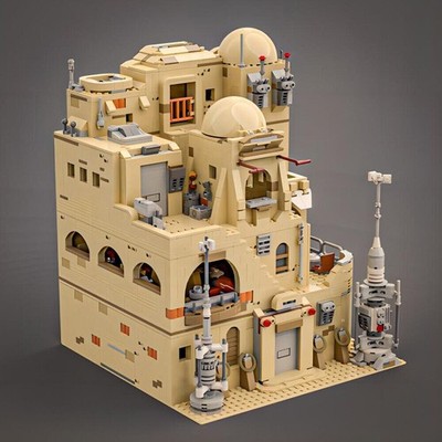 Spaceport Cantina Modular Building Blocks Set, Sci-Fi MOC Bricks Toy