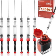 Fountain Pen Ink Syringe 6 pcs,with Spring Converter and Removable Blunt Tip can