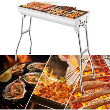 Barbecue Charcoal Grill Stove Shish Kebab Stainless Steel BBQ Patio Camping Fold