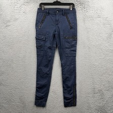 Polo Jeans Co Pants Womens 4 Blue Military Paratrooper Cargo Ralph Lauren Vtg