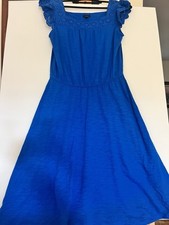 Talbots women’s Blue Knit Dress Size Small Eyelet Cap Sleeves