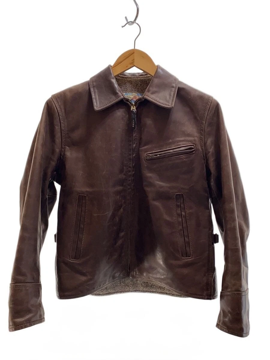 Aero Leather Half Belted/Berthelon/Leather Jacket Blouson/S/Cowhide/Brw/Uneven C image 1