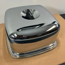 Vintage MCM Kromex Cake Caddy, Chrome and Glass, 1950s