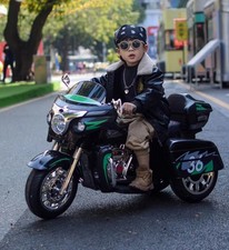 12V Kids Electric Motorcycle Toy with LED Lights, Music, Storage Trunk