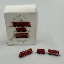 2009 Hallmark Keepsake Lionel Miniature Red Comet Train Set of 3 Ornaments - NEW