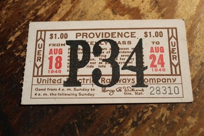 UNITED ELECTRIC RAILWAYS COMPANY - PROVIDENCE WEEKLY PASS - 1946 - P34