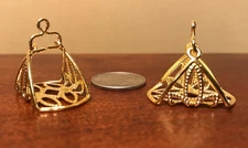 Traditional 1:9 Model Horse Scale FILIGREE ARABIAN STIRRUPS (Wider Style) - GOLD