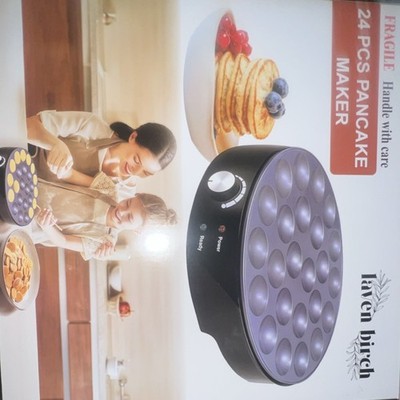 Raven Birch 24 PCS Electric Pancake Maker 500W Non-Stick Temp Control Black