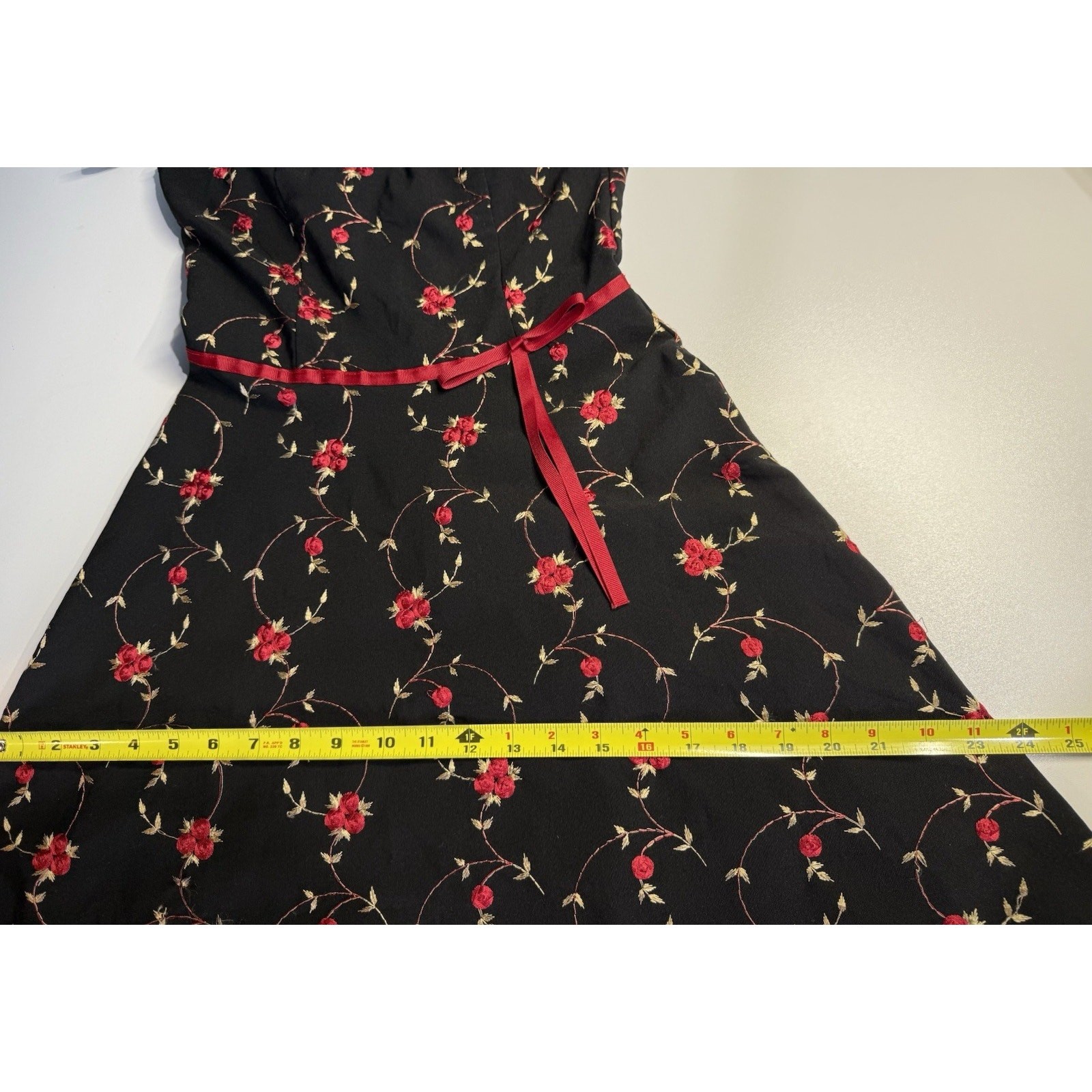 Vtg Rampage 90s Y2K Dress Jrs Sz 3 Black Rosette Whimsigoth Dark Romance Dainty