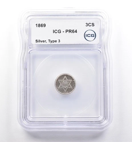 1869-P Three Cent Silver — photo from the most recent tracked eBay sale