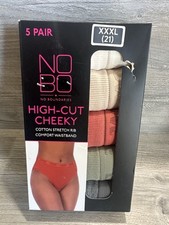 No Boundaries  5-Pair Women's High-Cut Cheeky Underwear Panties Cotton  3XL  