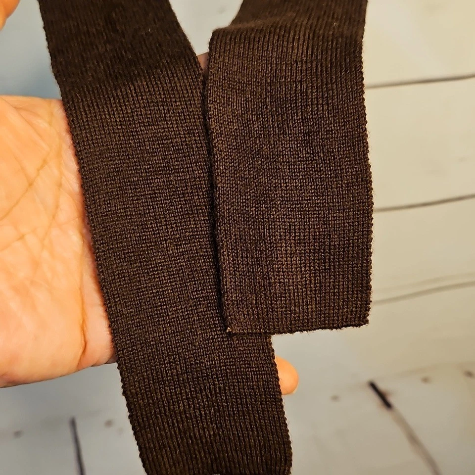 Cardigã suéter BCBGMAXAZRIA listrado lã merino marrom bege P pequeno - Imagem 3 de 4