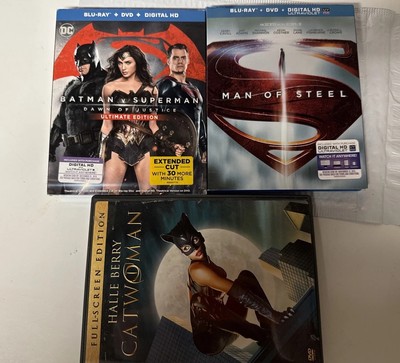 DC DVD Lot Man Of Steel + Batman Vs Superman Blue Ray/Dvd + Catwoman DVD