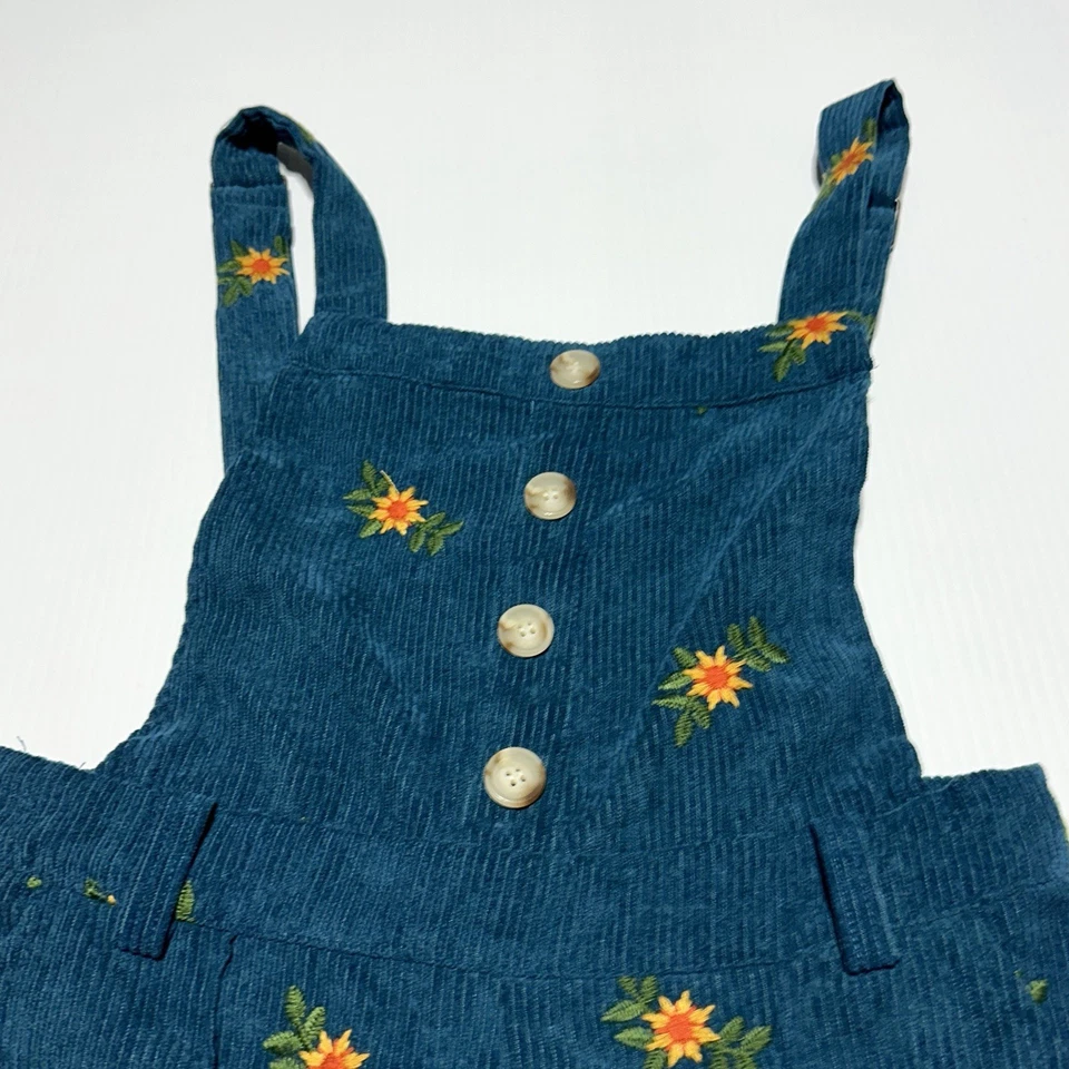 Mono para mujer Cider azul pana girasol floral pierna ancha talla S pequeño Foto 2 de 4