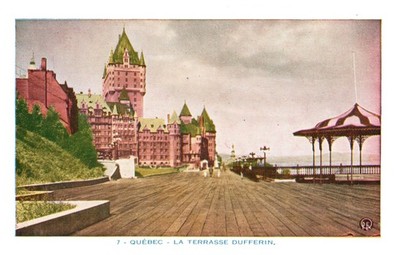 Vintage Quebec La Terrasse Dufferin Chateau Color Postcard Unposted