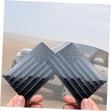 2 PCS Embossed 3D Metal Black American Flag Emblem Sticker, 5"x3"USA Flag