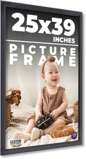 25x39 Frame Black Picture Frame  Modern Photo Frame UV Acrylic, Acid Free Backer