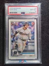 2020 Bowman PSA 10 GEM MINT ROOKIE RC Card #5 ISAN DIAZ MIAMI MARLINS GIANTS