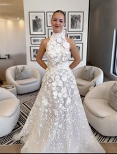 3D Floral Halter Neck Wedding Dress 1X