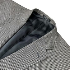 Stafford Men's 100 Wool 2-Button Blazer Beige/Blue/Gray Houndstooth   50R