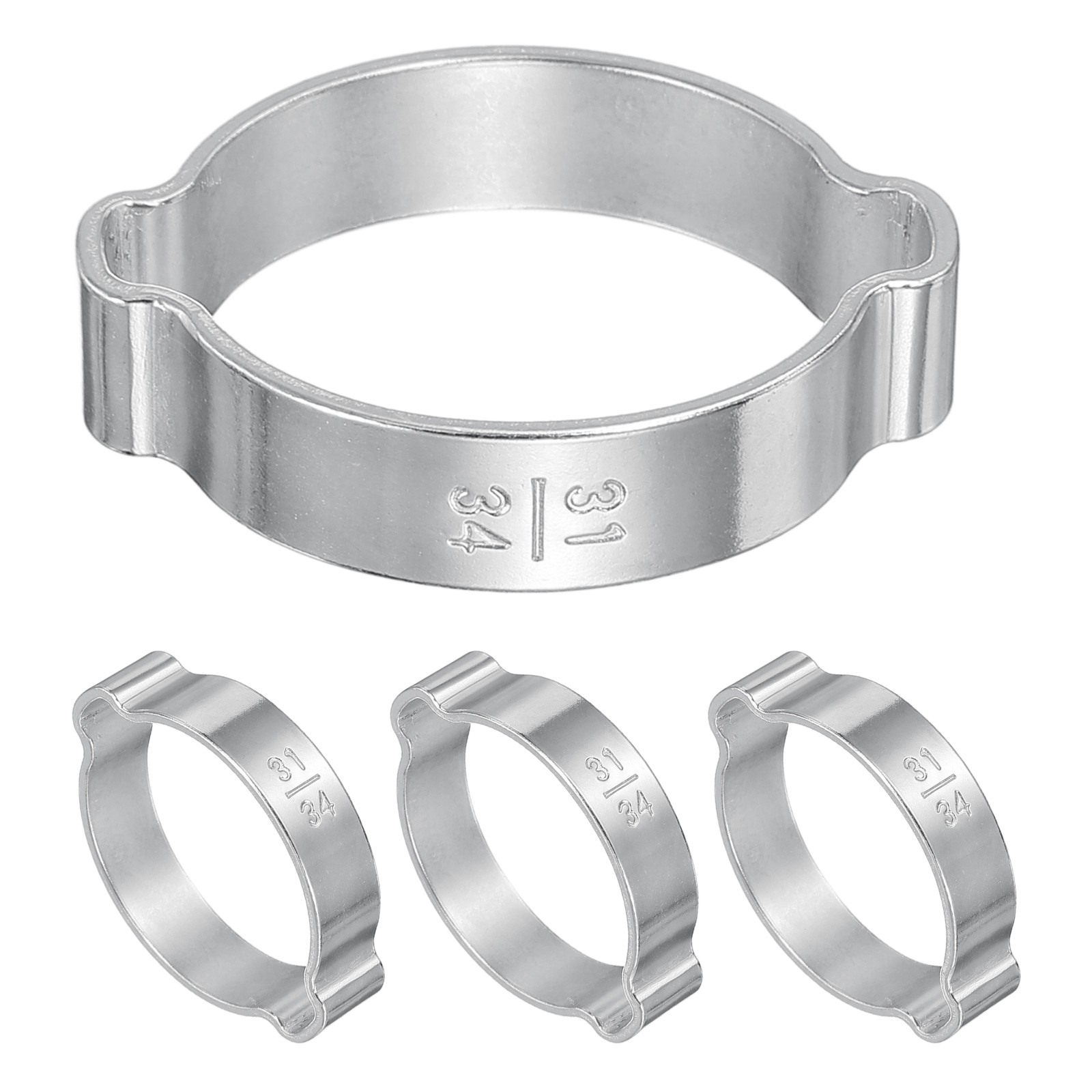 Abrazadera de manguera de doble oreja 4 piezas, ajustable 31-34 mm 304 acero inoxidable O clip crimpado
