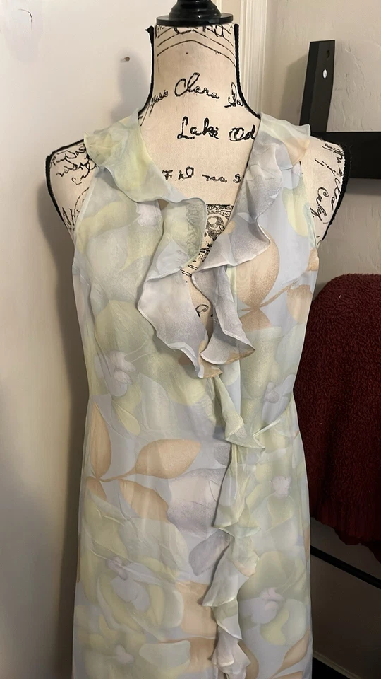 Vestido para mujer The Limited Y2K floral envolvente de seda talla 6 volantes femenino Cottagecore Foto 4 de 4