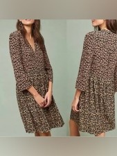 Maeve by Anthropologie Juno Printed / Leopard-Print Babydoll Dress women’s XL