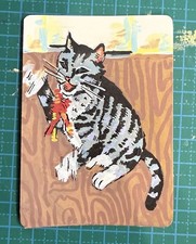 ACEO Original, “Excited Cat”, acrylic on paper, by April Zhang 