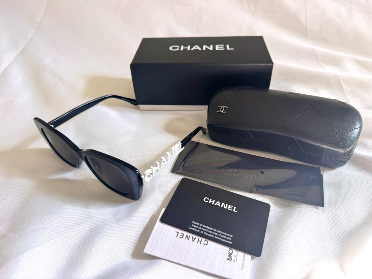 CHANEL CH5422 Women’s Sunglasses Black White Crystal Strass Chanel Acetate Strass Square Sunglasses 5422-B Black White  main image 2
