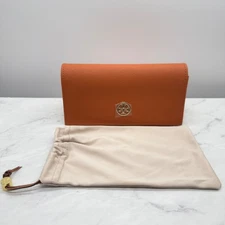 Tori Burch Orange Semi Hard Medium Magnetic Flip Top Sunglasses Case