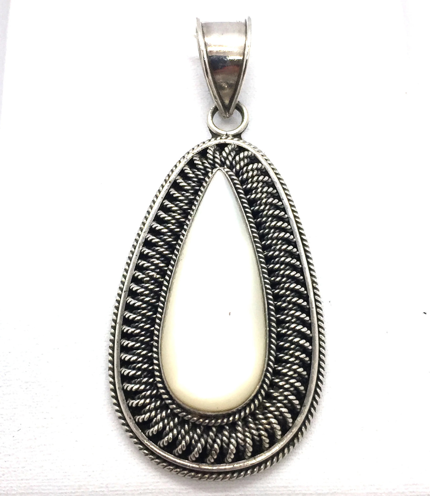 Solid 925 Sterling Silver Pendant With Mother Of … - image 4