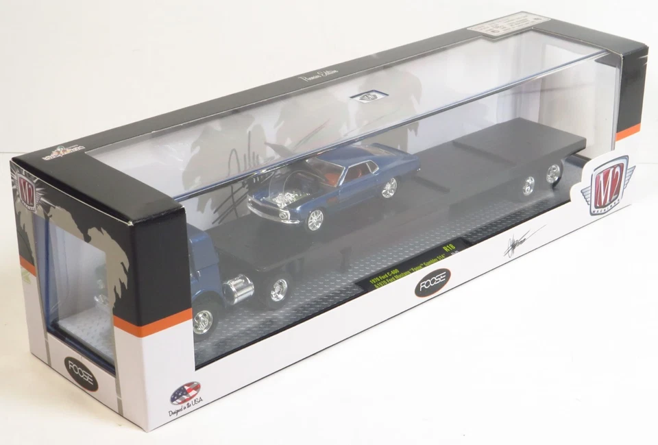 M2 Machines R18 Auto Haulers 1970 Ford C-600 & 70 Mustang Foose Gambler 514 Blue - Image 4 of 4