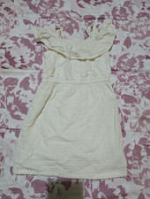 Old Navy White Smocked Ruffle Sleeveless Woven Cotton Blouson Dress, Teens XS