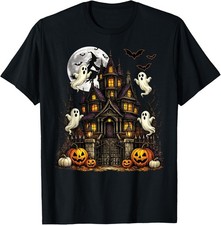 Vintage Haunted House Halloween Spooky Season Ghost Witchy T-Shirt