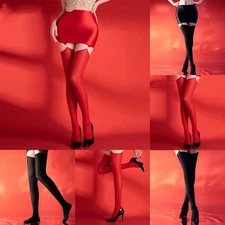 Hip Covering Skirt with Garter Stockings Oil Shiny Glossy Red  for LINGERIE