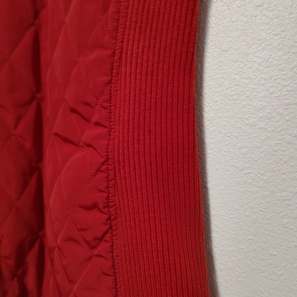 Talbot's Red Quilted Zip Front Corduroy Trim Stretch Sides Pockets Vest Size L - Image 3 of 4