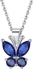 Butterfly Crystal Birthstone Necklace Jewelry Gifts for Women Sterling Silver