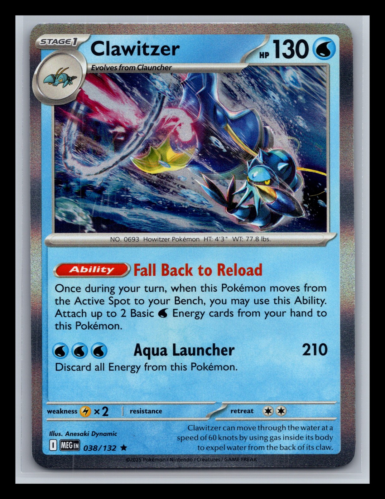Pokémon TCG Mega Evolution Clawitzer 038/132 NM Holo