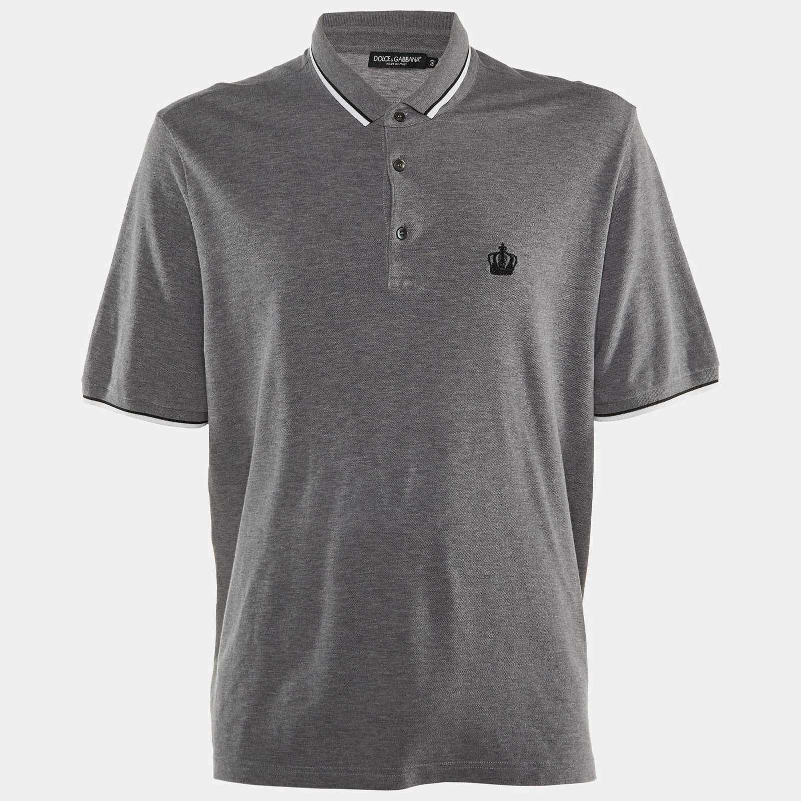 Dolce Gabbana Grey Cotton Polo TShirt 5XL
