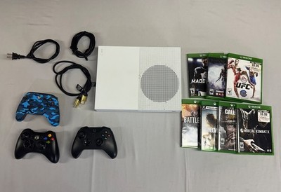 Microsoft Xbox One S 1TB White Gaming Console 1861 Controllers Games Cables Disc