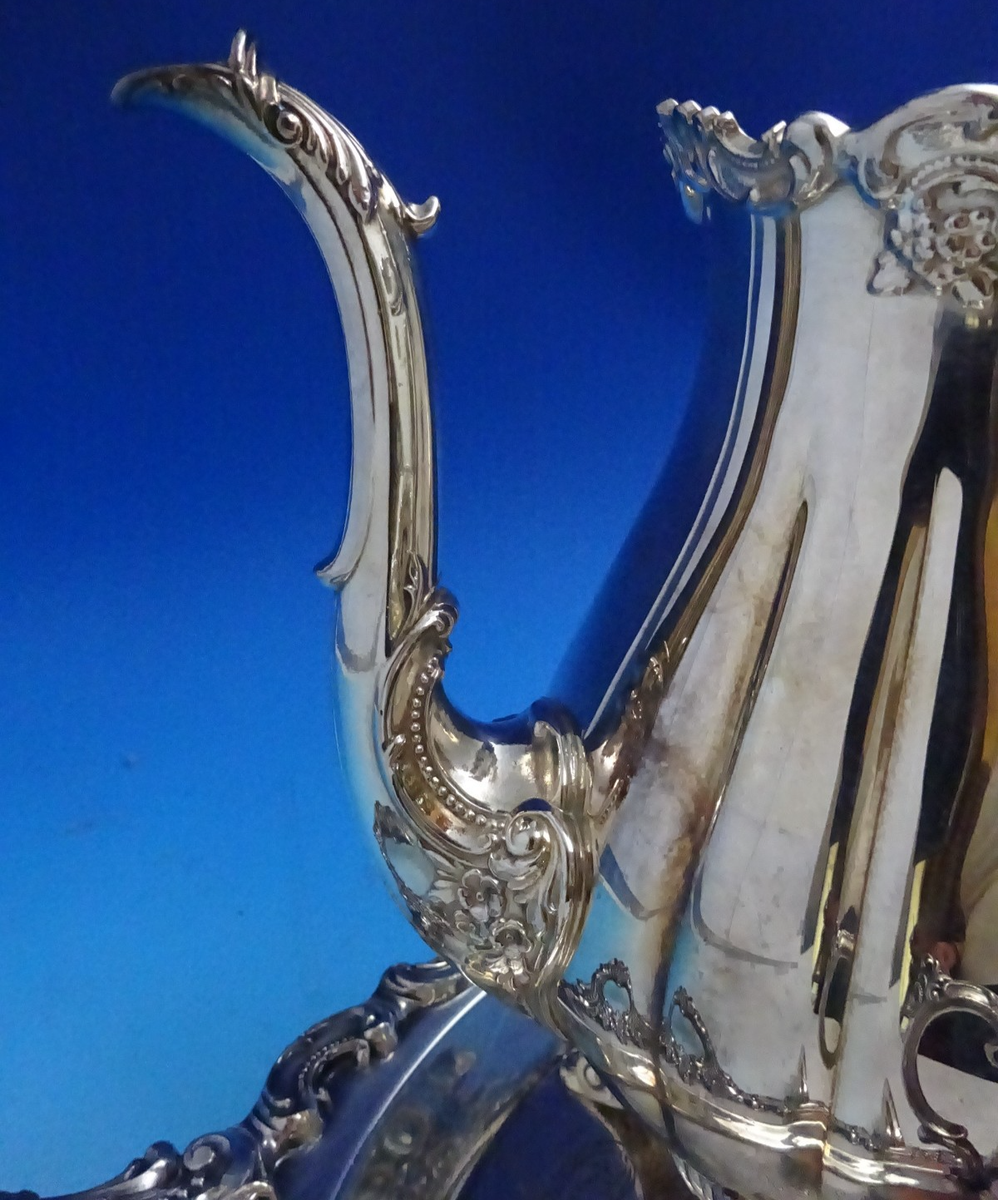 Grande Baroque by Wallace Silverplate Tea Set 4pc with Tray (#8643