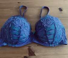 Betsey Johnson 723325 Eyelet Lace Demi Cup Underwire Purple Bra 32D